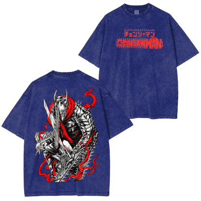 Chainsaw Man Anime Unisex Washed T-Shirt