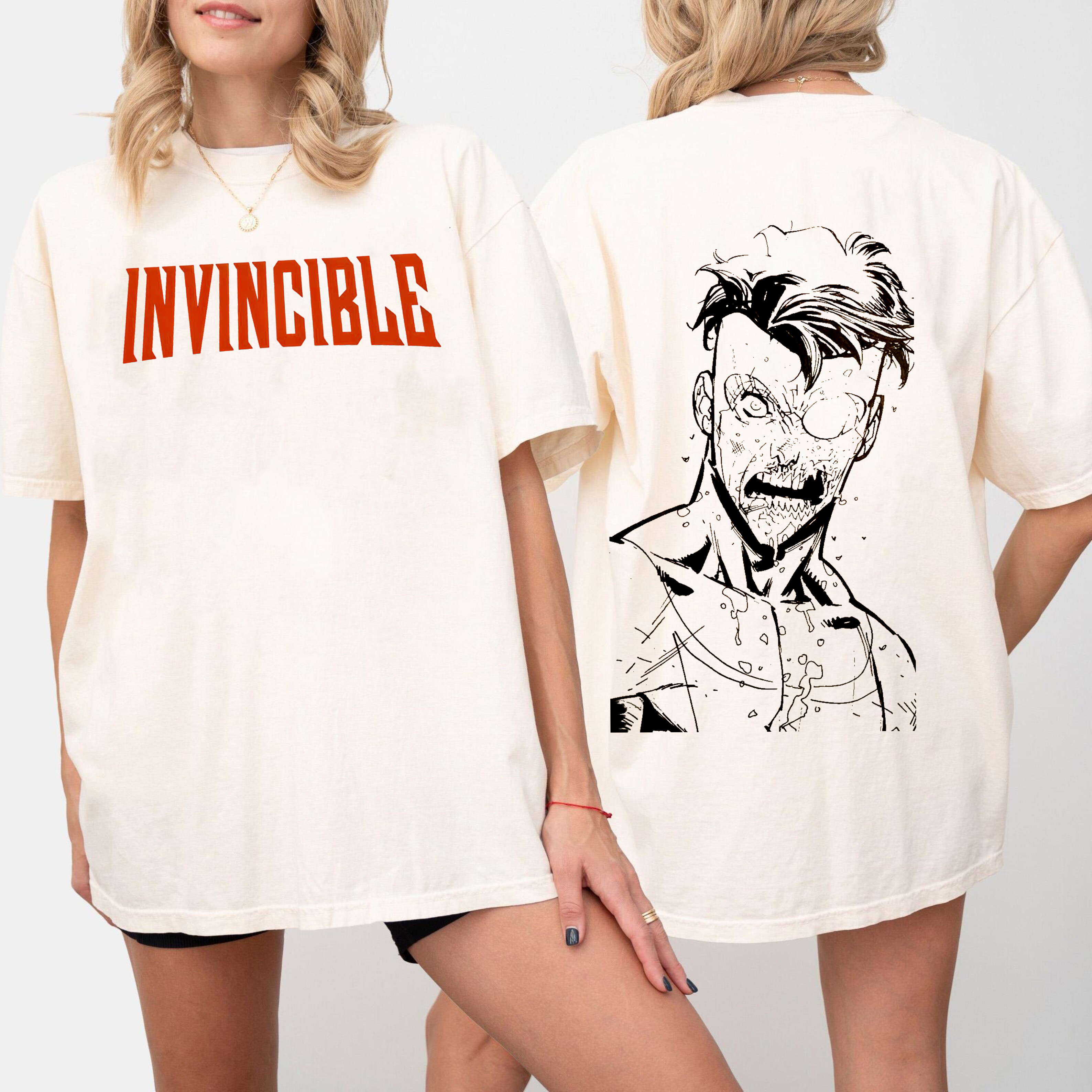 Conquest x Mark Invincible Anime Double Printed Vintage Unisex T-shirt/Crewneck/Hoodie