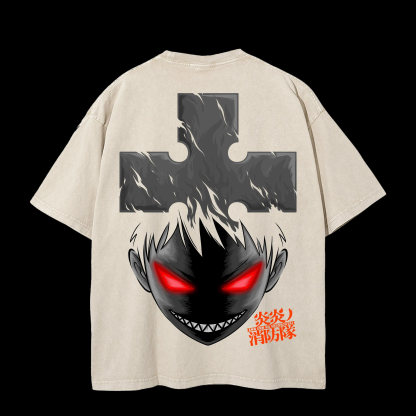 Shinra | Heavy Oversized Acid-Washed Unisex Anime T-Shirt