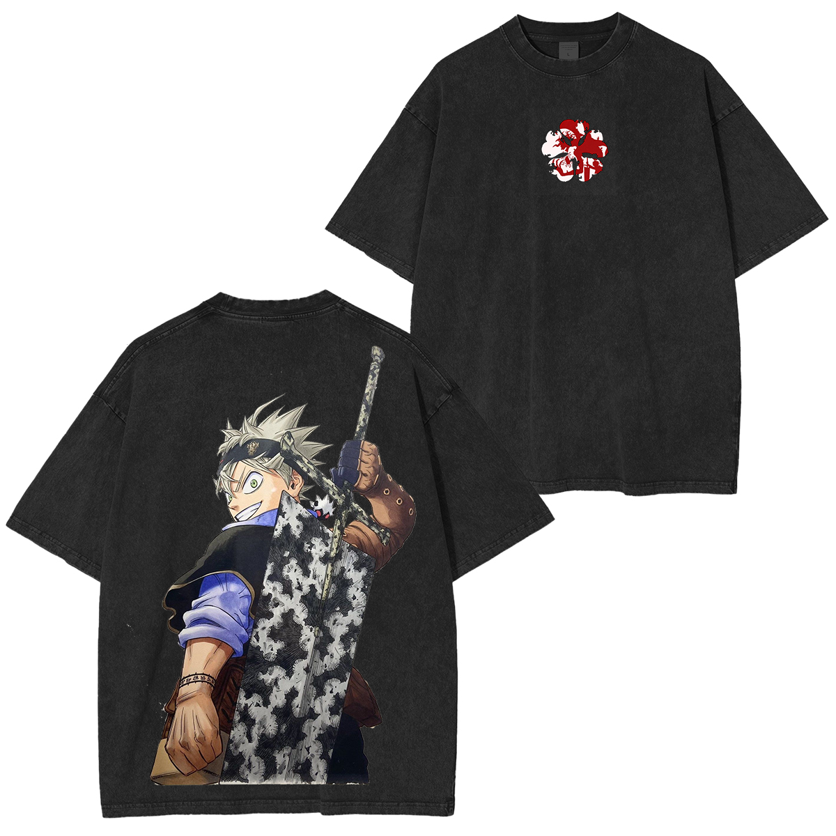 Asta x Black Bulls Black Clover Anime Unisex Washed T-Shirt