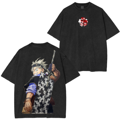 Asta x Black Bulls Black Clover Anime Unisex Washed T-Shirt