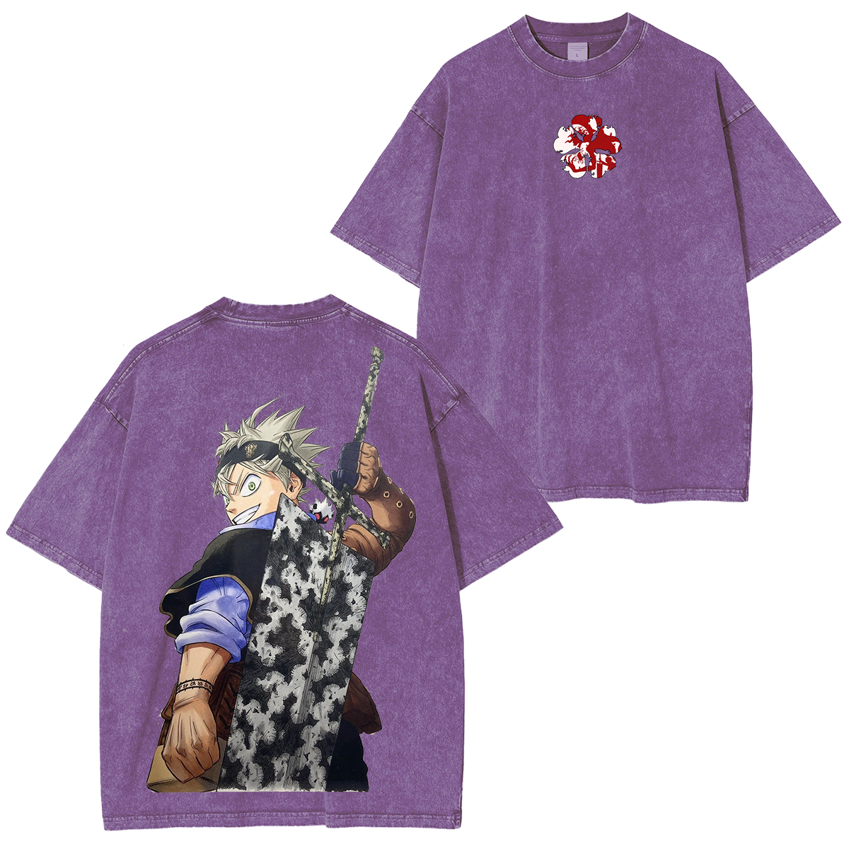 Asta x Black Bulls Black Clover Anime Unisex Washed T-Shirt