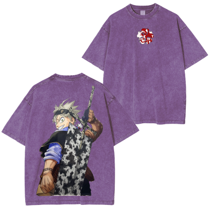 Asta x Black Bulls Black Clover Anime Unisex Washed T-Shirt