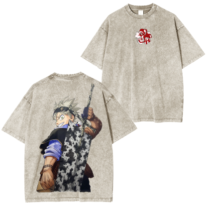Asta x Black Bulls Black Clover Anime Unisex Washed T-Shirt