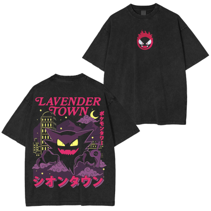 Gengar Ghost Lavender Town Legend Anime Vintage  Unisex Washed T-Shirt