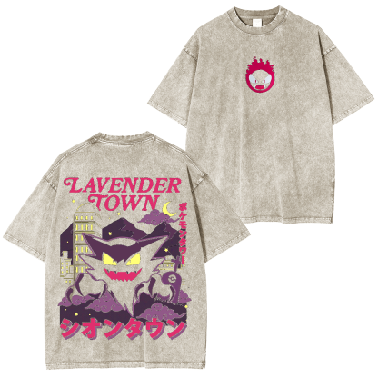 Gengar Ghost Lavender Town Legend Anime Vintage  Unisex Washed T-Shirt
