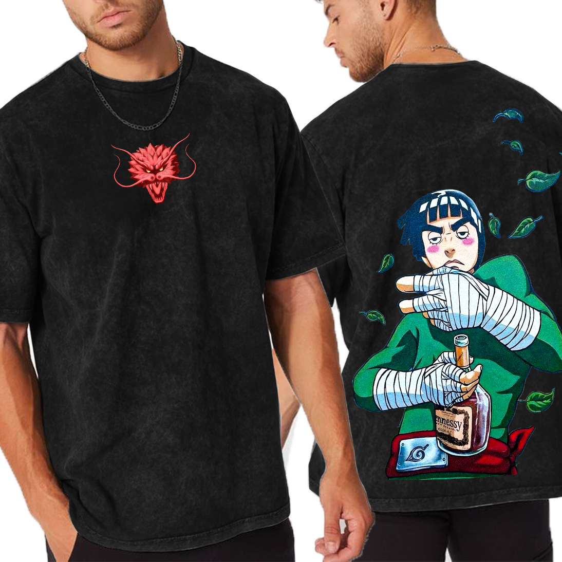 Drunk Lee Naruto Anime Unisex Washed T-Shirt