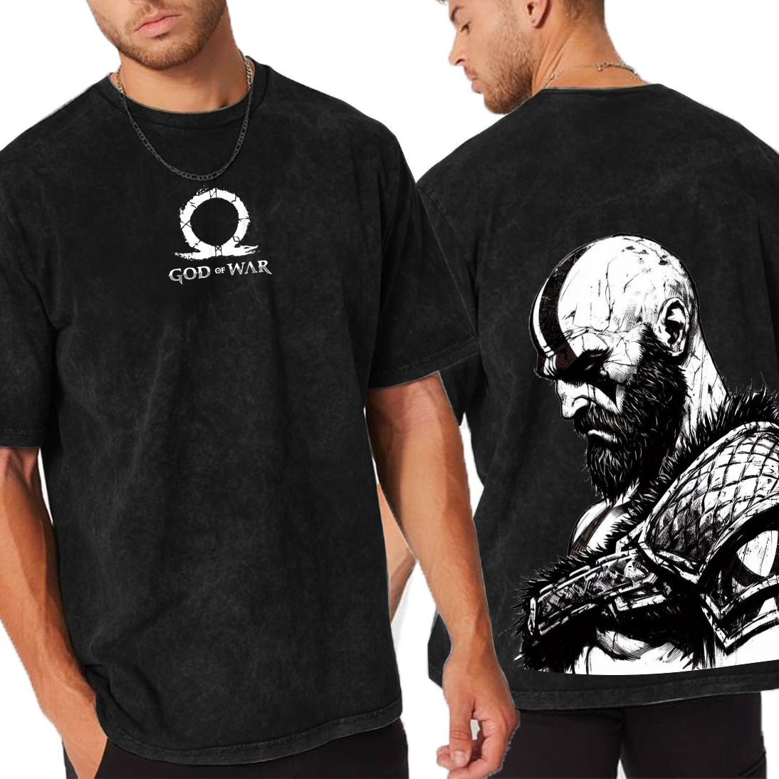 God Of War Kratos Big Head Unisex Washed T-Shirt