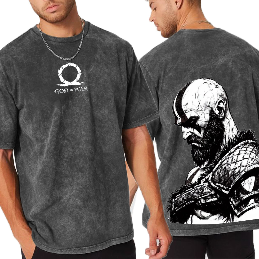 God Of War Kratos Big Head Unisex Washed T-Shirt