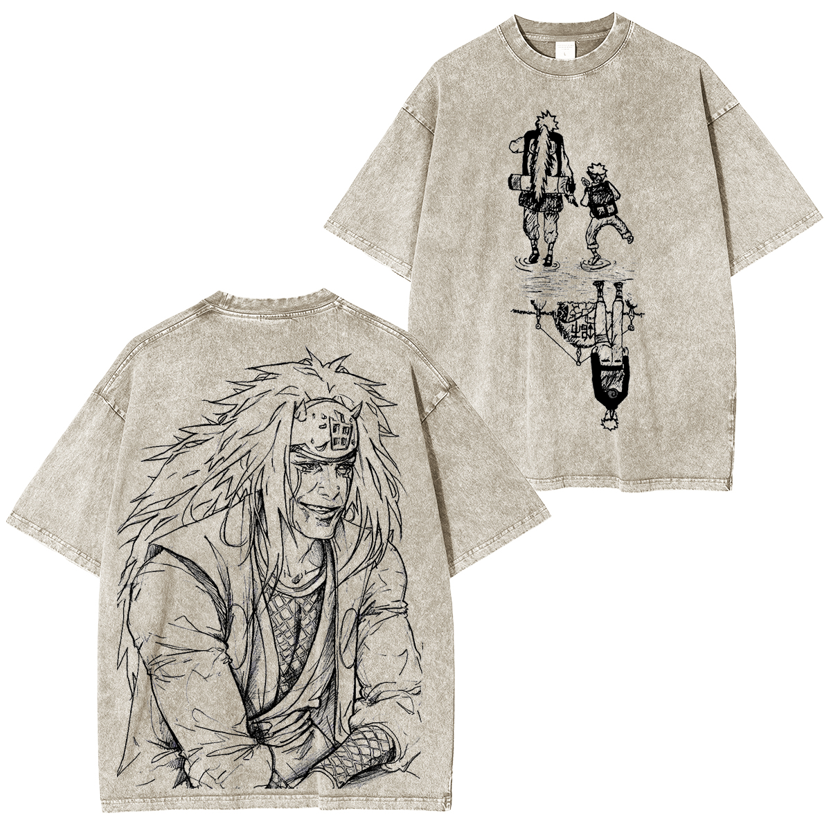Jiraiya vs Naruto Anime Unisex Washed T-Shirt