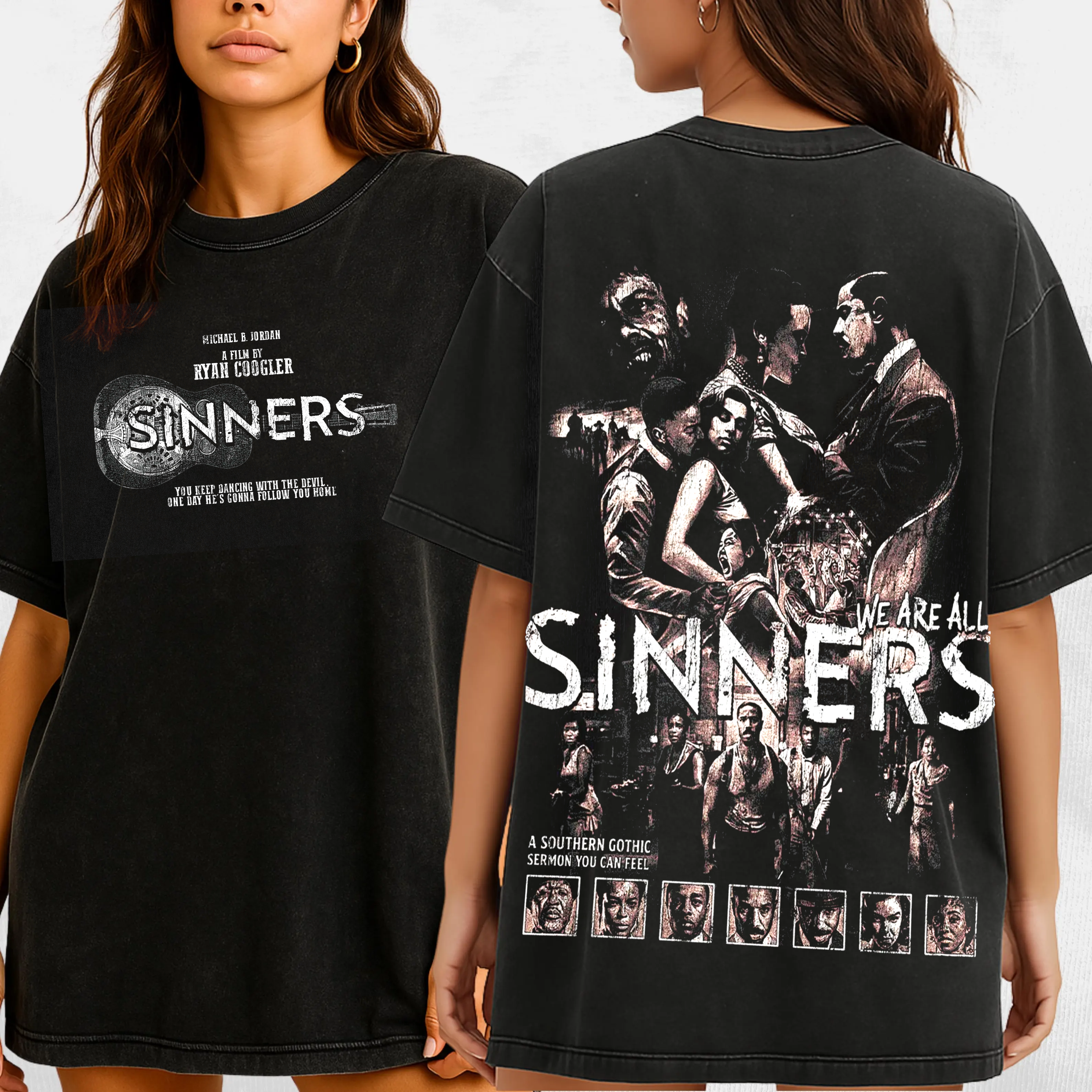 SINNERS Vintage Unisex Washed T-Shirt