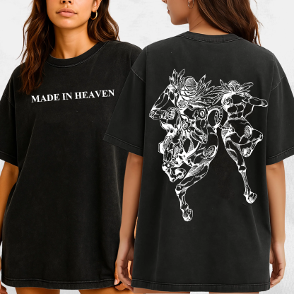 Made in Heaven ,JoJos Bizarre AdventureAnime Unisex Washed T-Shirt
