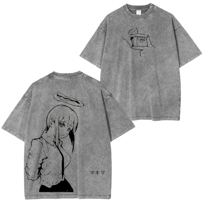 Makima Chainsaw Man Anime Unisex Washed T-Shirt