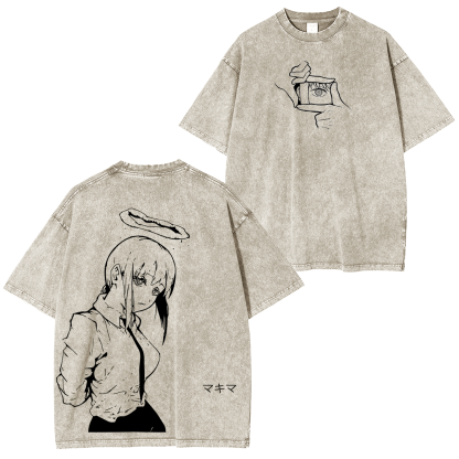 Makima Chainsaw Man Anime Unisex Washed T-Shirt