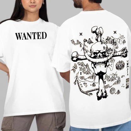 One Piece,Map of the Grand Line - Whitebeard Skull T-Shirt