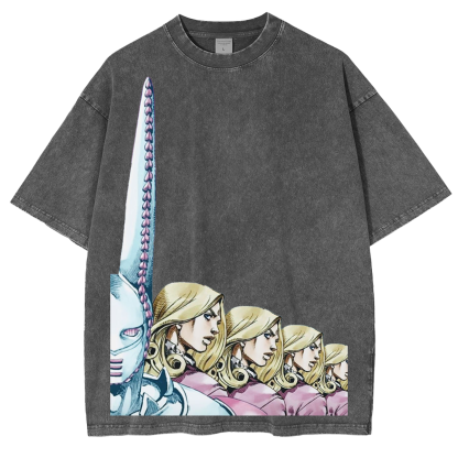 Steel Ball Run D4C Vintage Unisex Washed T-Shirt