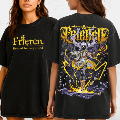Frieren Beyond Journeys End Elf Anime Unisex Washed T-Shirt