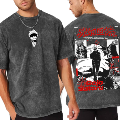 Gojo Sator Vintage, Jujutsu Kaisen Anime Unisex Washed T-Shirt