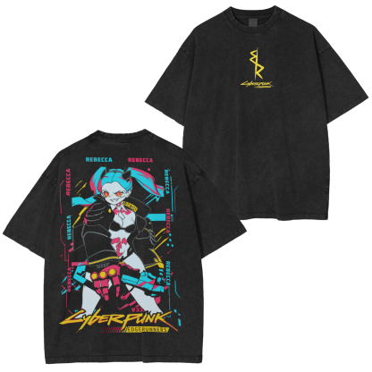 Cyberpunk Edgerunners, Edgerunners Neoncore Rebecca Unisex Washed T-Shirt