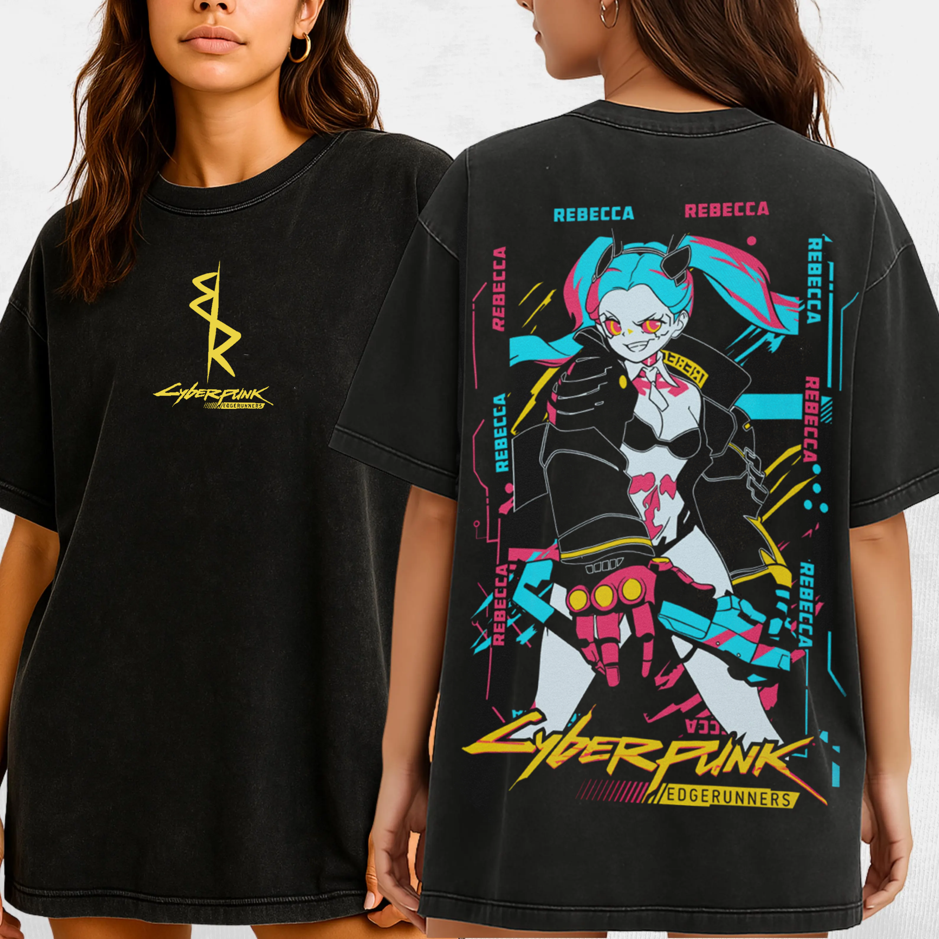 Cyberpunk Edgerunners, Edgerunners Neoncore Rebecca Unisex Washed T-Shirt
