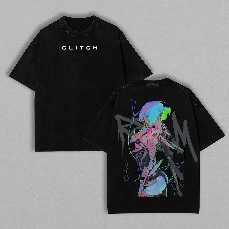 Glitch Printed Unisex Washed T-Shirt