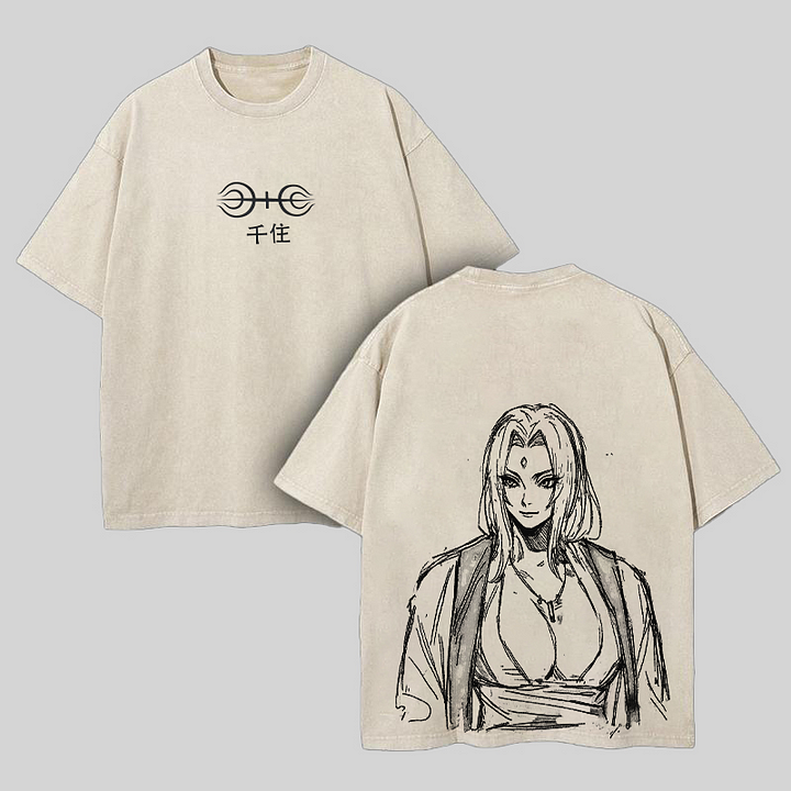 Naruto Tsunade Printed Unisex Washed T-Shirt
