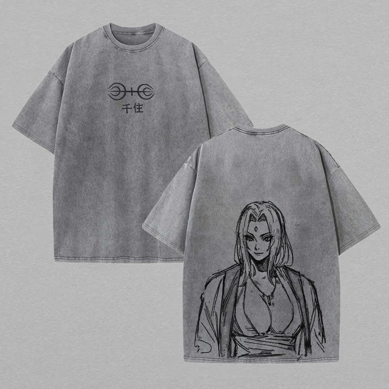 Naruto Tsunade Printed Unisex Washed T-Shirt