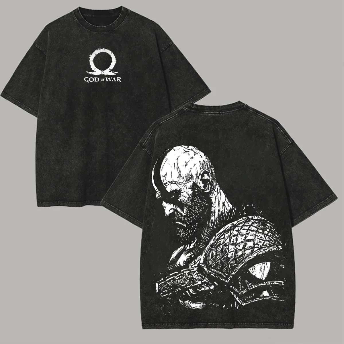 God of War Printed Unisex Washed T-Shirt
