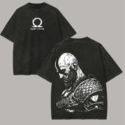 God of War Printed Unisex Washed T-Shirt