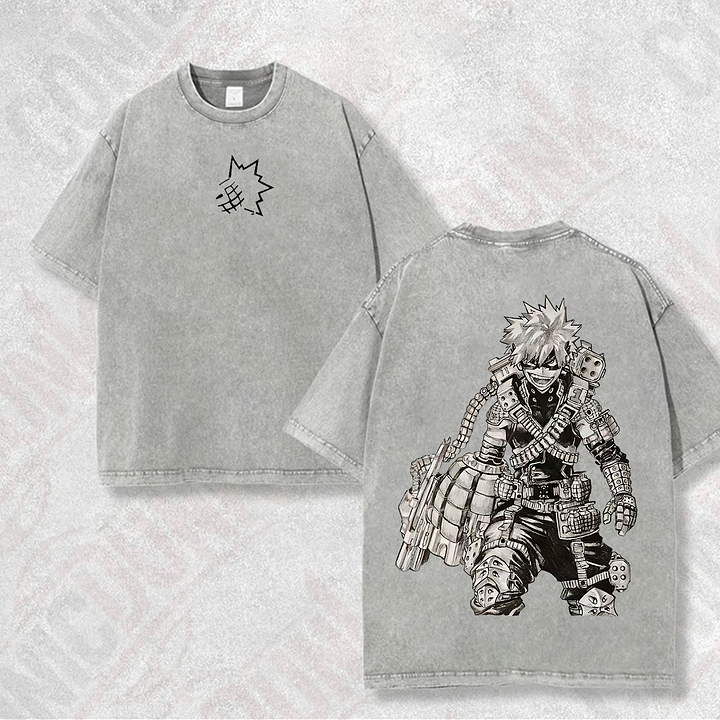 Bakugo Katsuki Printed Men's Washed T-Shirt
