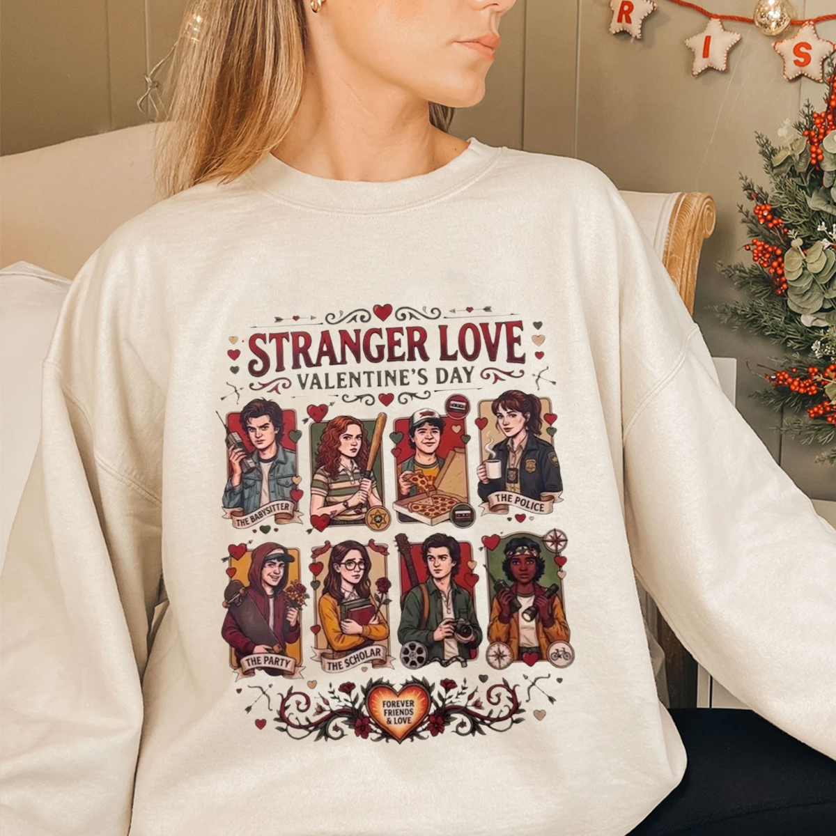 Stranger Valentine Retro 80s Love Hawkins Upside Down Heart Unisex Shirts/Crewneck/Hoodie