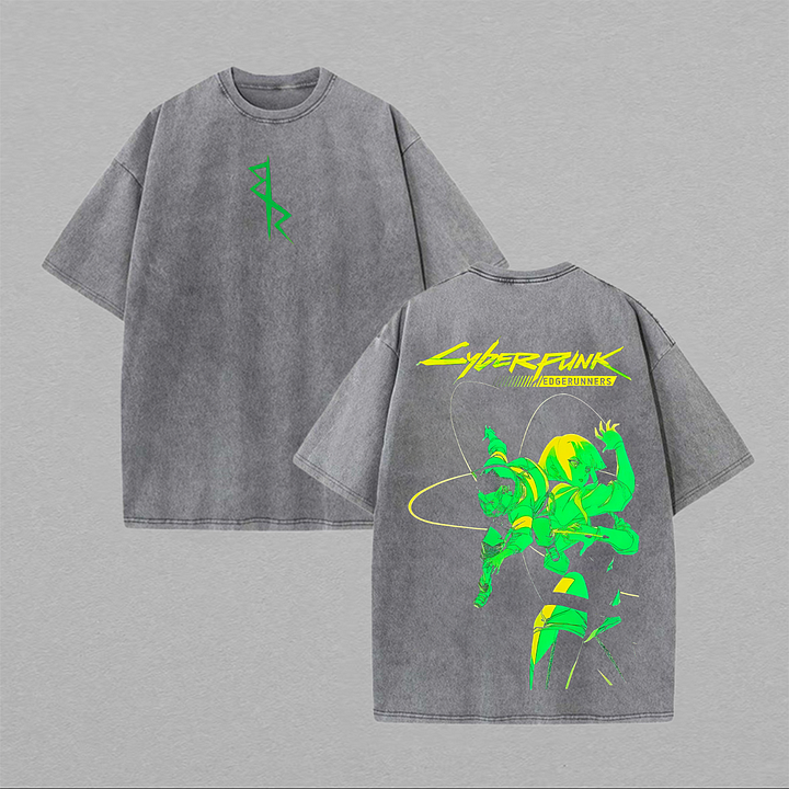 Cyberpunk Edgerunners Printed Unisex Washed T-Shirt