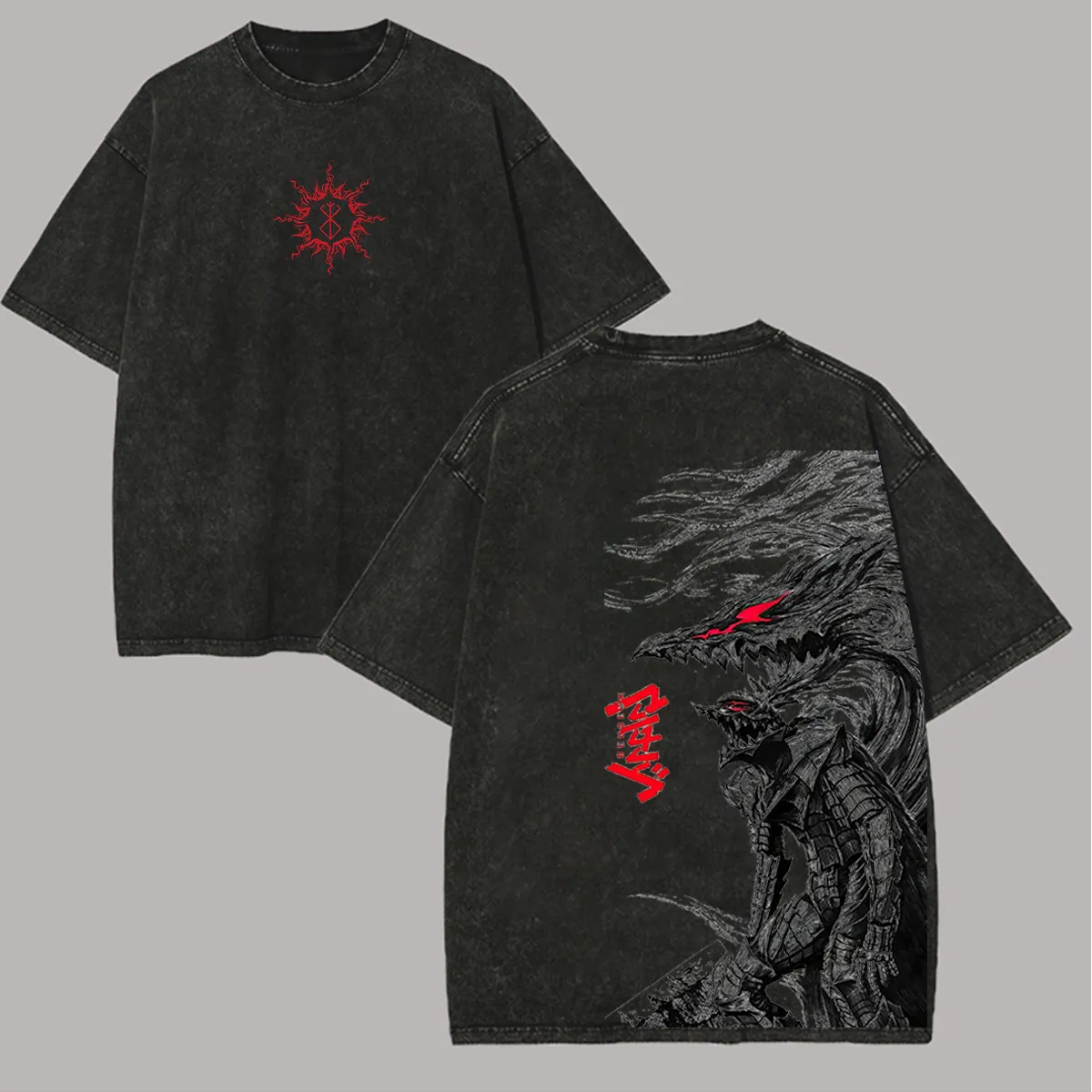 Berserk Guts Printed Unisex Washed T-Shirt