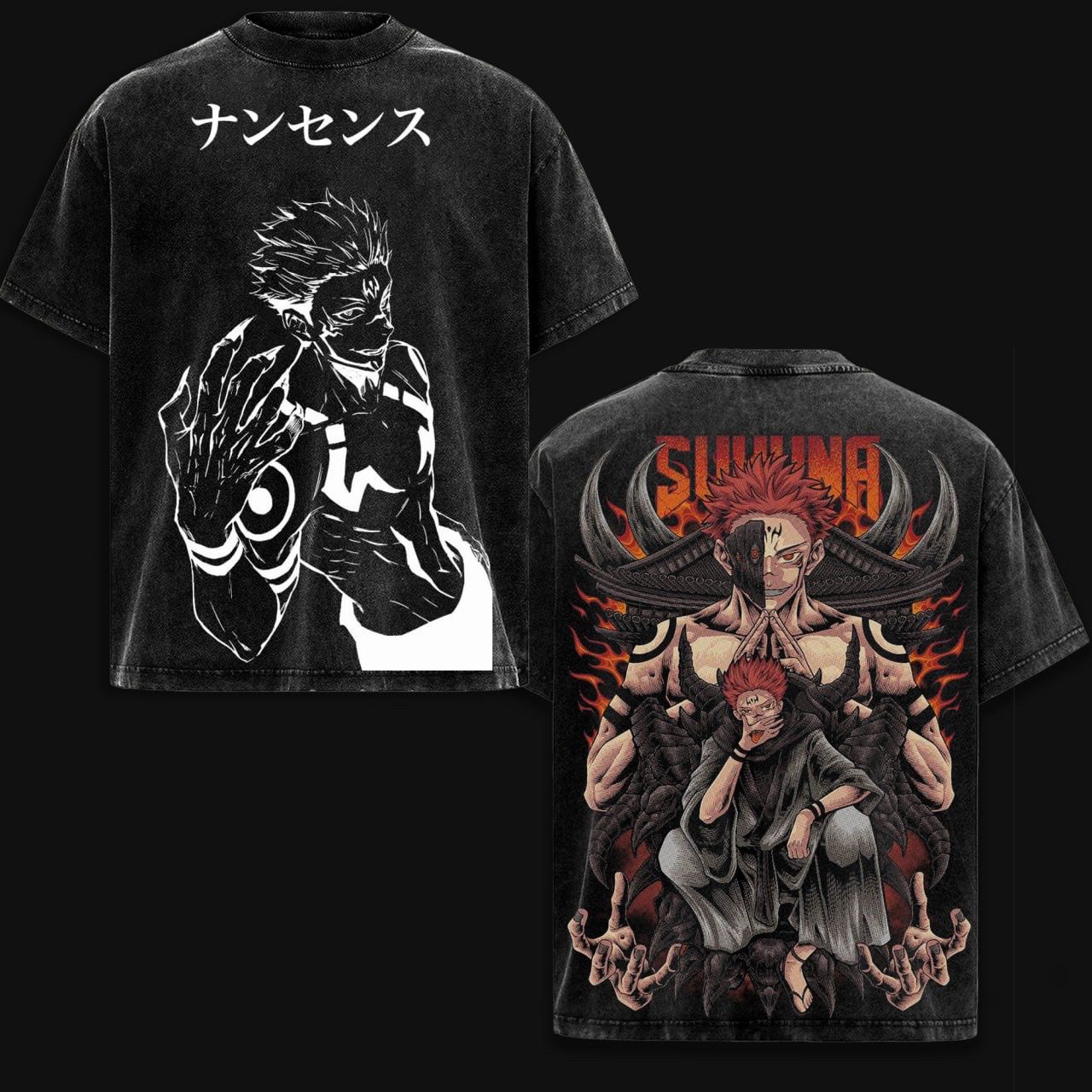 Sukuna Jujutsu Kaisen Anime Double  Vintage Washed T-shirt/Crewneck/Hoodie