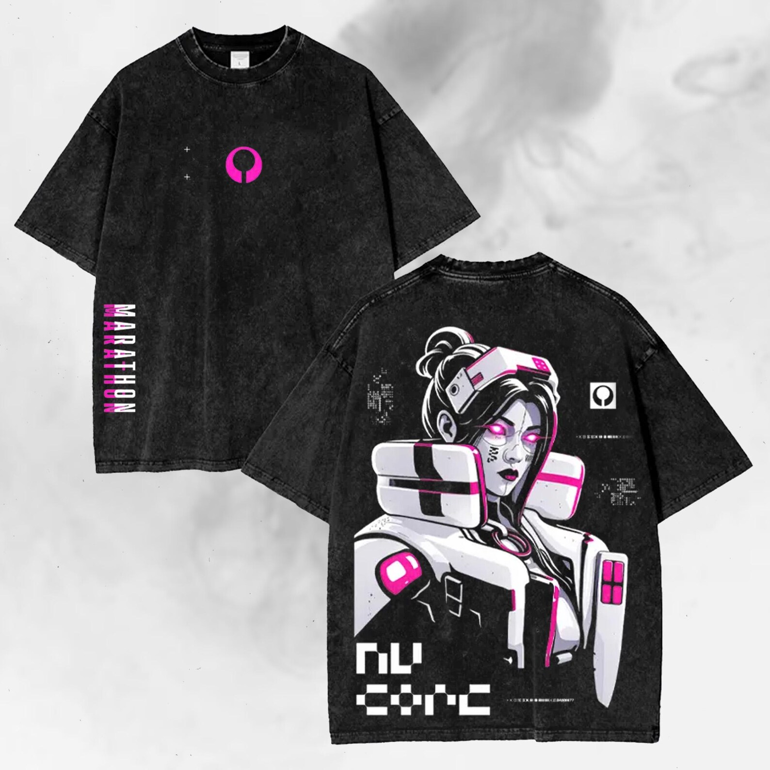 Vintage Wash Neon Cyber Runner Soldier Graphic Washed T-shirt/Crewneck/Hoodie