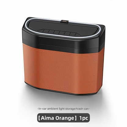 Car trash can with ambient light