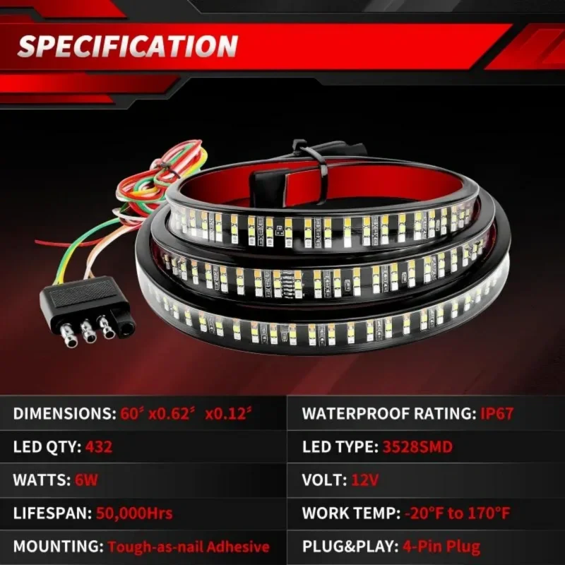 Pickup truck LED light strip three rows of lights