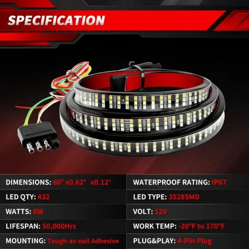 Pickup truck LED light strip three rows of lights