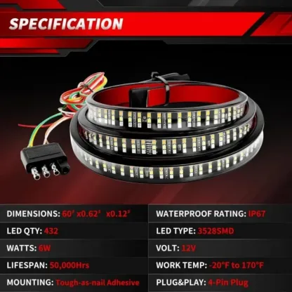 Pickup truck LED light strip three rows of lights