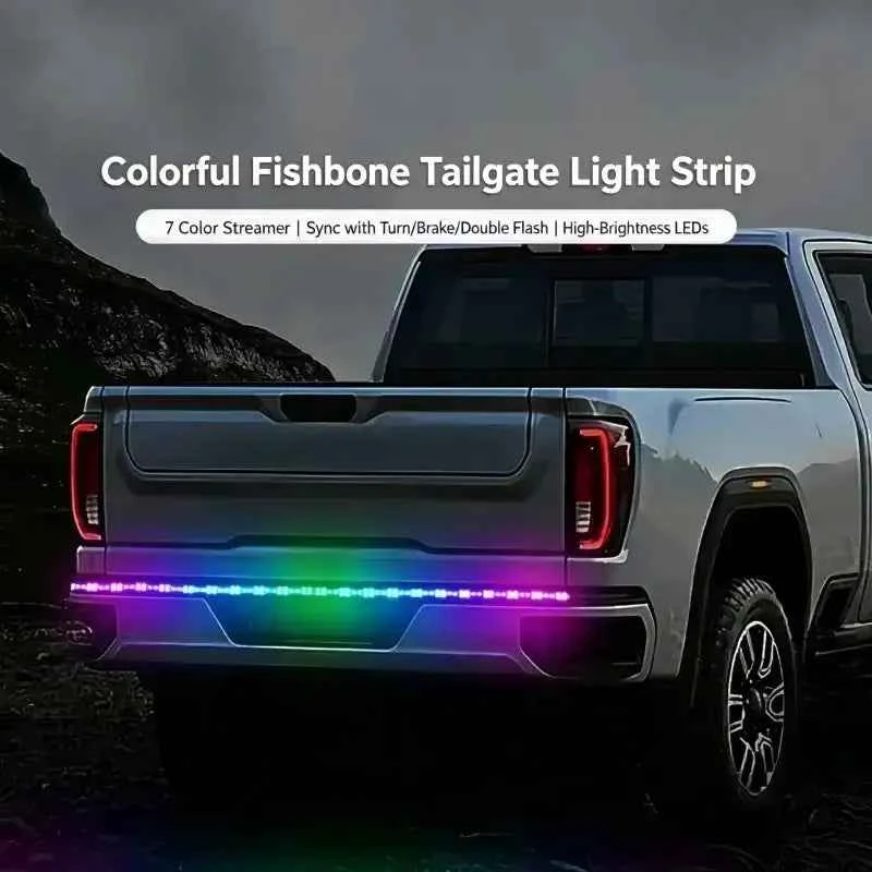 Pickup truck LED colored taillight strip