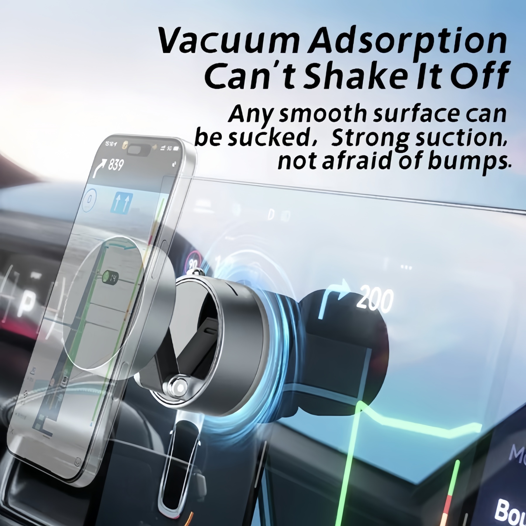 Vacuum magnetic universal car phone holder foldable