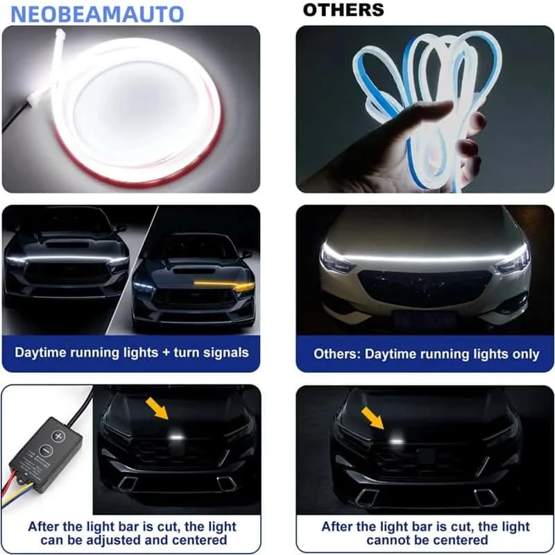 Car hood light bar, two-color