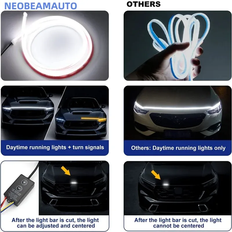 Car hood light bar, dual color