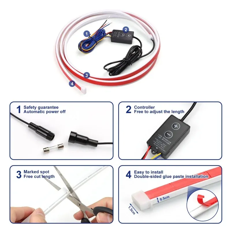 Car hood light bar, dual color