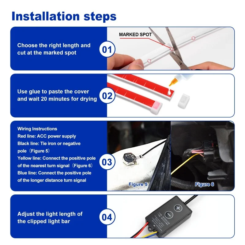 Car hood light bar, dual color