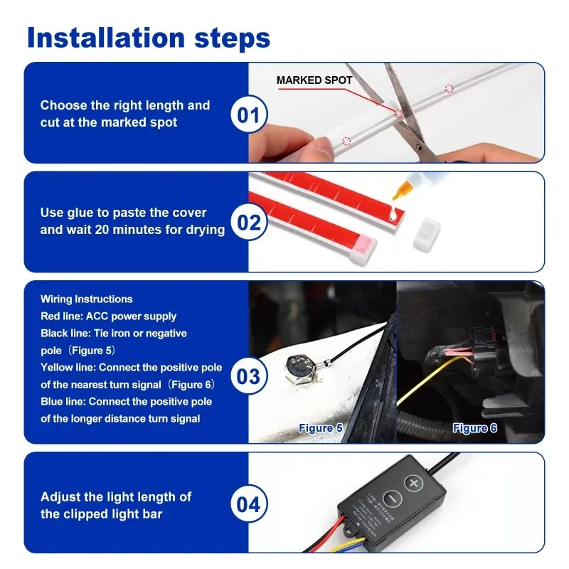Car hood light bar, dual color