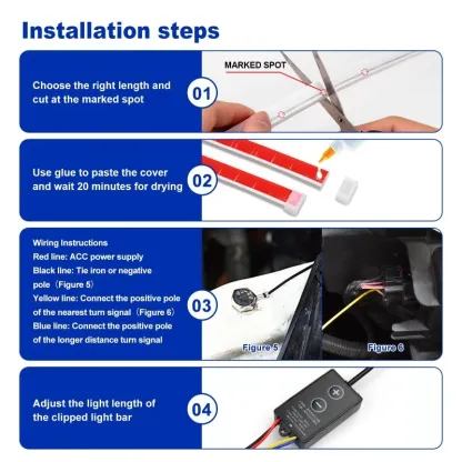 Car hood light bar, dual color