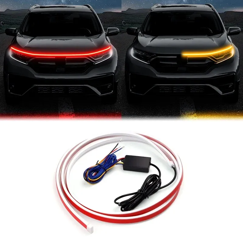 Car hood light bar, dual color