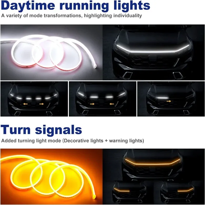 Car hood light bar, dual color