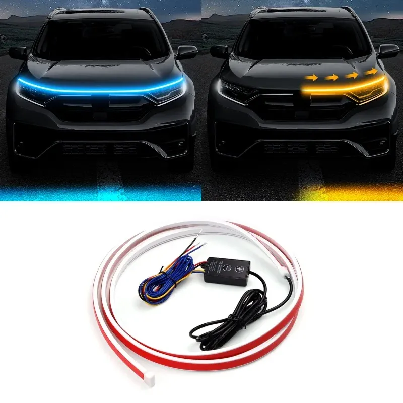 Car hood light bar, dual color